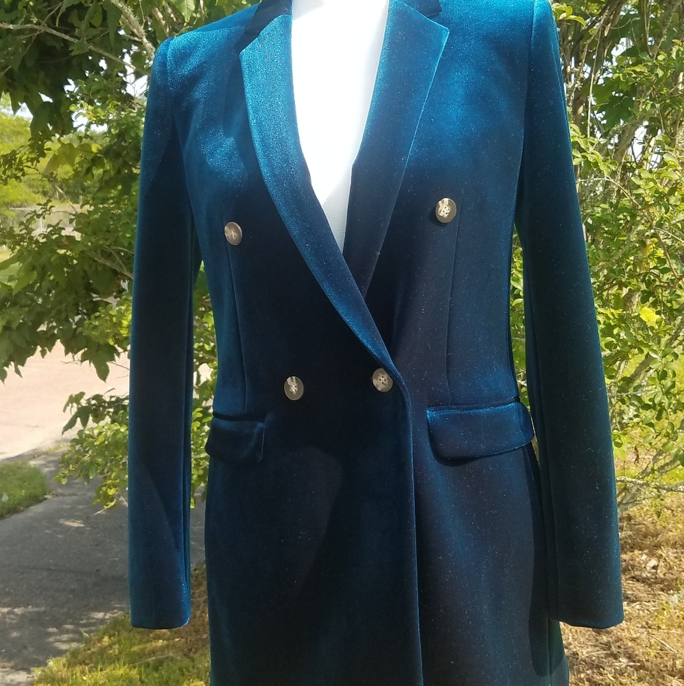 TOPSHOP TEAL Bonded Double breasted Blazer